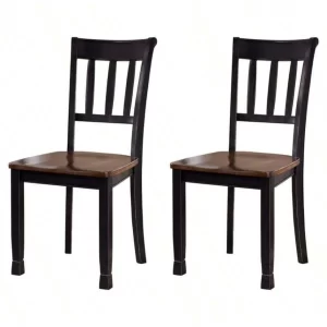 Owingsville Modern Farmhouse Dining Room Side Chair, Set Of 2, Black And Brown