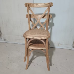 'Hot sale wholesale wedding party wooden stackable KD cross back bentwood chair with rattan cushion and solid wood seat