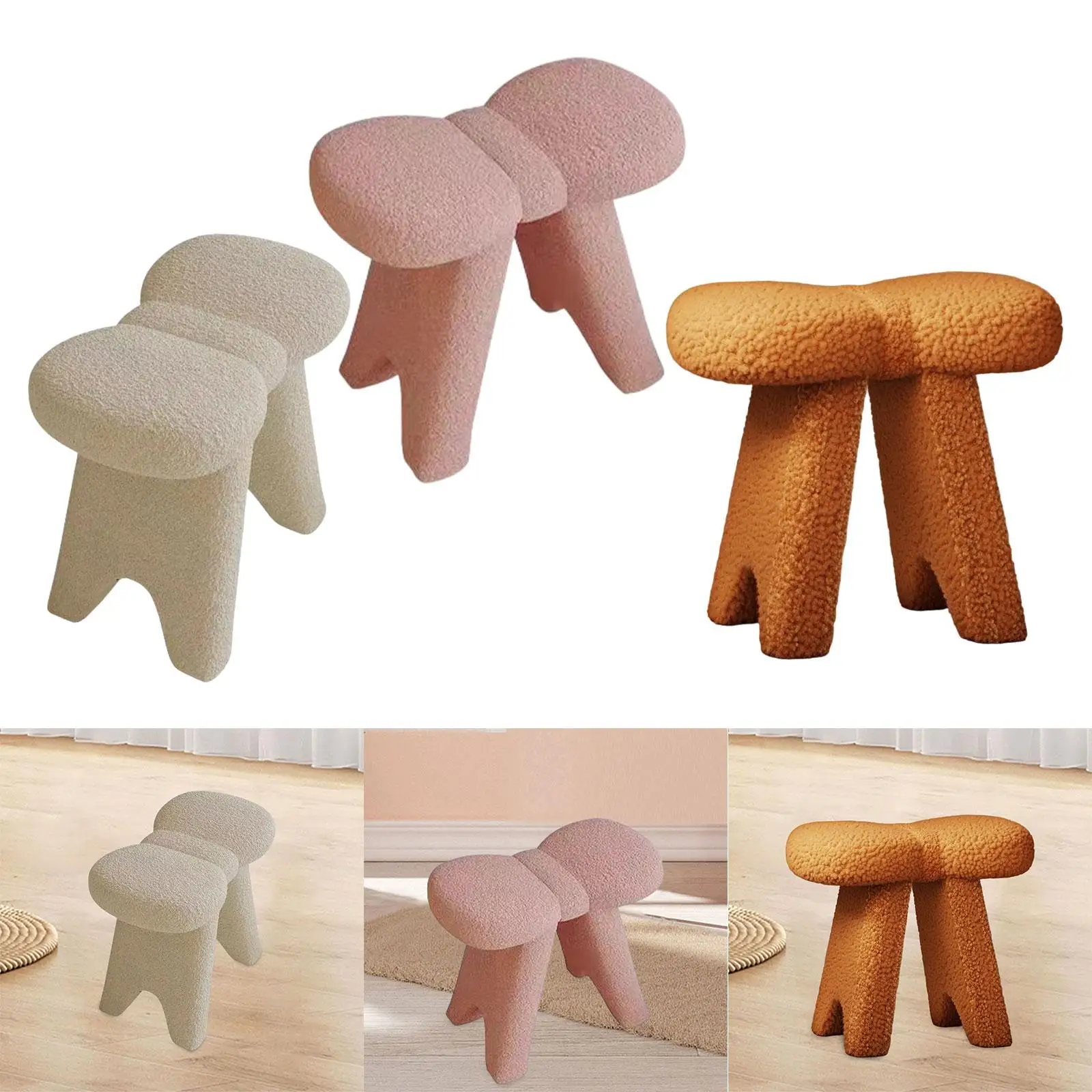 Makeup Vanity Stool Decorative Seating Dressing Stool Upholstered Fashion Footrest Makeup Stool Modern for Bedroom Furniture - Image 3