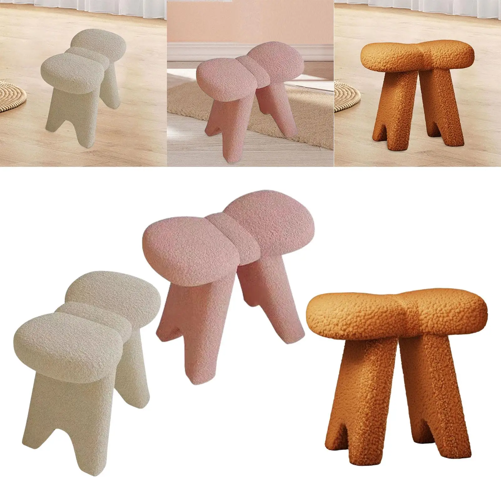 Makeup Vanity Stool Decorative Seating Dressing Stool Upholstered Fashion Footrest Makeup Stool Modern for Bedroom Furniture - Image 4